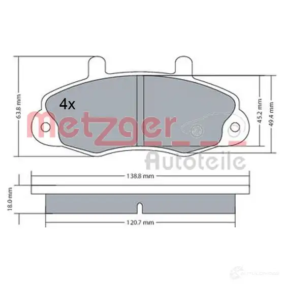 Тормозные колодки дисковые, комплект METZGER 1170604 GKVCRAK 995875 2147 0 - Изображение 1