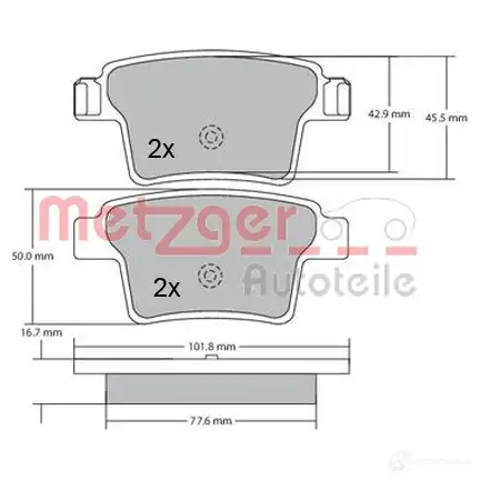 Тормозные колодки дисковые, комплект METZGER 2 4260 BOVWS5E 995363 1170092 изображение 0