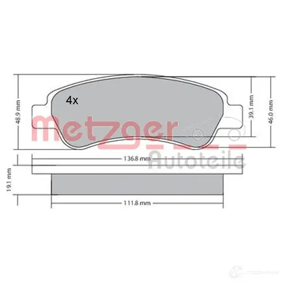 Тормозные колодки дисковые, комплект METZGER 995356 EDFP2ZJ 1170085 24 465 изображение 0
