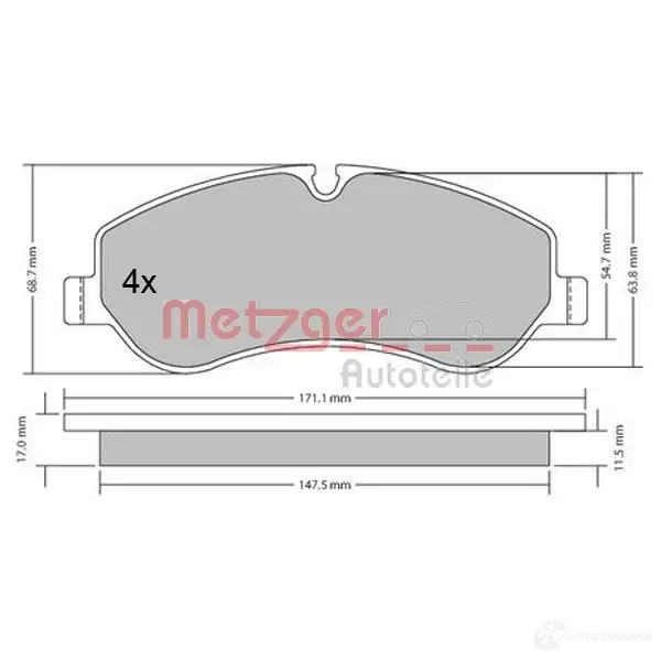 Тормозные колодки дисковые, комплект METZGER 995620 1170349 FTALMID 25 602 - Изображение 1