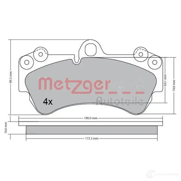 Тормозные колодки дисковые, комплект METZGER 5OEGCZ 2369 2 1170405 995676 - Изображение 1