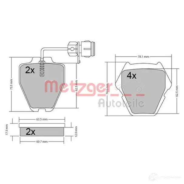 Тормозные колодки дисковые, комплект METZGER 1170364 23280 2311 9 995635 - Изображение 1