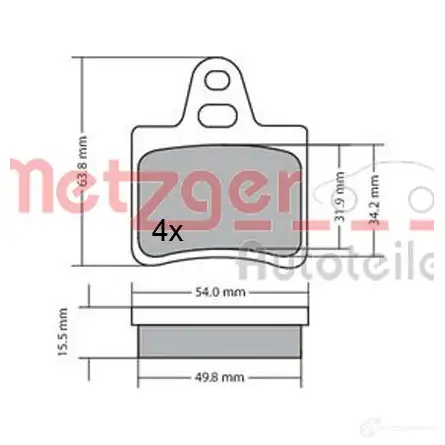 Тормозные колодки, комплект METZGER 4WF2G 201 62 1170628 995899 изображение 0