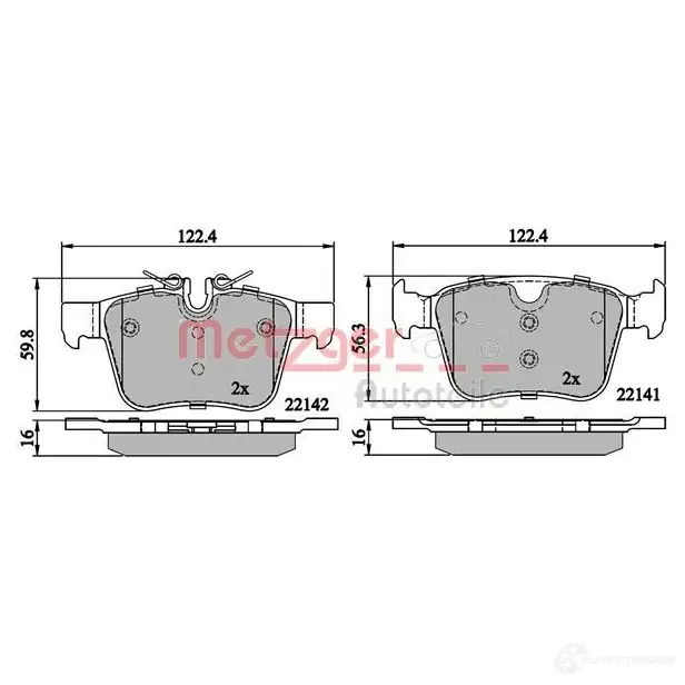 Тормозные колодки дисковые, комплект METZGER 1170862 ZKYJ J4 1437583680 изображение 1