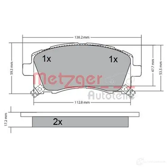 Тормозные колодки дисковые, комплект METZGER 23559 995687 1170416 2355 8 изображение 0