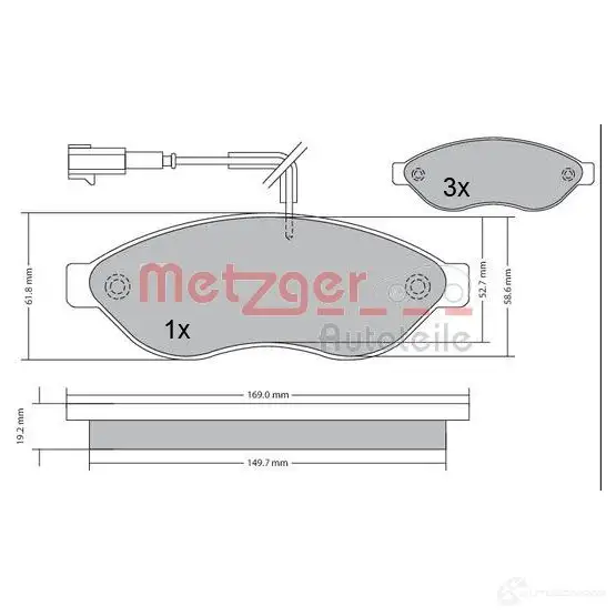 Тормозные колодки дисковые, комплект METZGER 1170073 24469 24 468 995344 изображение 0
