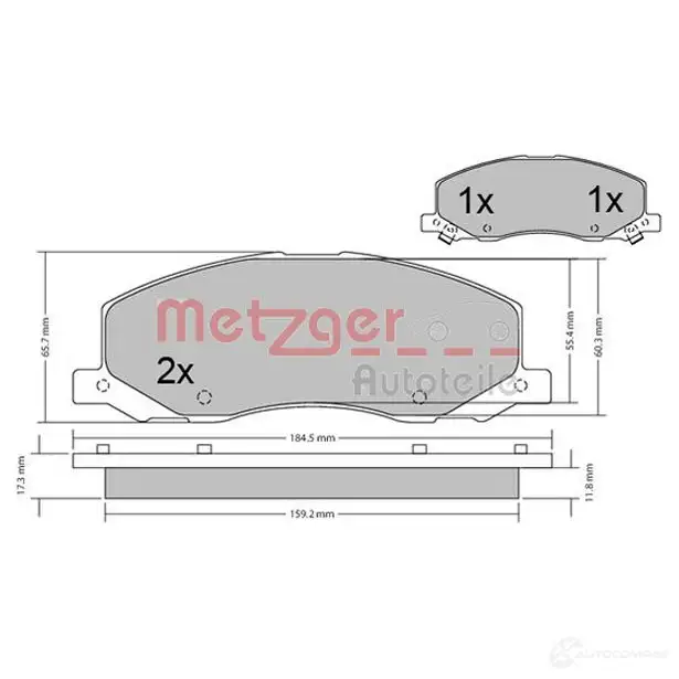 Тормозные колодки дисковые, комплект METZGER 24 418 24419 1170468 995739 - Изображение 1
