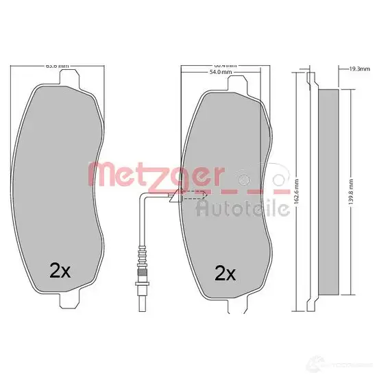 Тормозные колодки дисковые, комплект METZGER 1170563 24840 248 39 995834 изображение 0