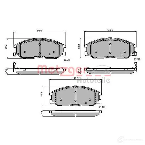 Тормозные колодки дисковые, комплект METZGER UYV3R 4O 1170865 1437587668 изображение 0