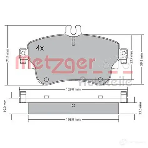 Тормозные колодки дисковые, комплект METZGER 1170149 25 326 TFQOGXN 995420 - Изображение 1