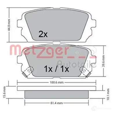 Тормозные колодки дисковые, комплект METZGER 1170522 2 4491 995793 24492 изображение 0