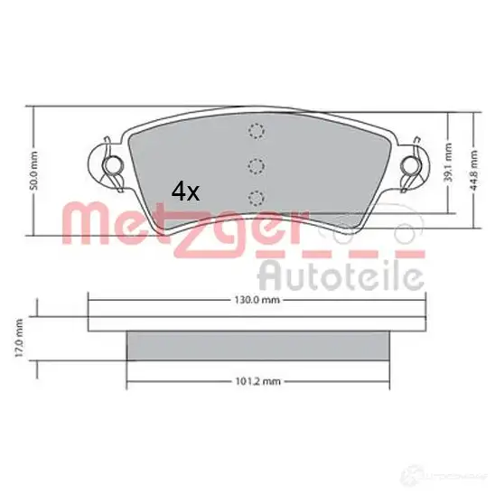 Тормозные колодки дисковые, комплект METZGER 9GQ62 995770 1170499 233 96 изображение 0