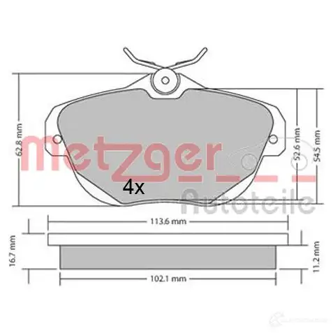 Тормозные колодки дисковые, комплект METZGER LI8WU82 995923 244 62 1170653 - Изображение 1