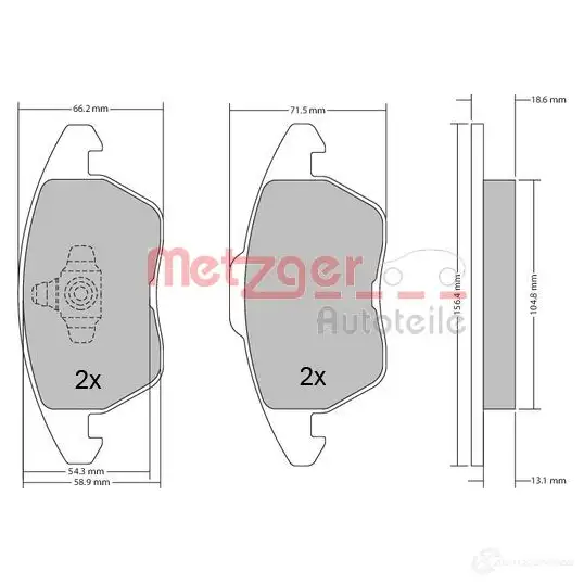 Тормозные колодки дисковые, комплект METZGER 1170211 995482 2 3589 24153 - Изображение 1