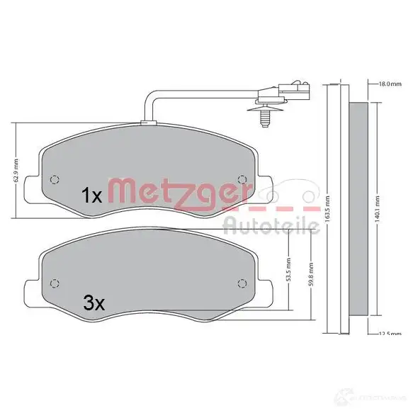 Тормозные колодки дисковые, комплект METZGER 1170595 995866 251 72 25173 изображение 0