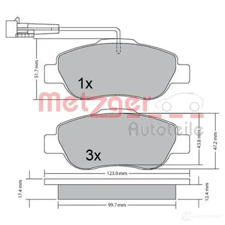 Тормозные колодки дисковые, комплект METZGER 995653 1170382 2407 2 24764 изображение 0