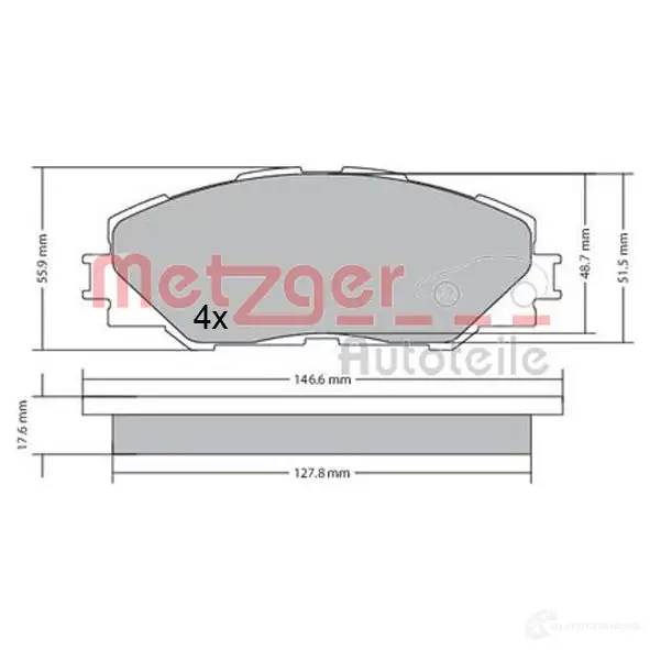 Тормозные колодки дисковые, комплект METZGER 1170443 995714 24 336 24337 - Изображение 1