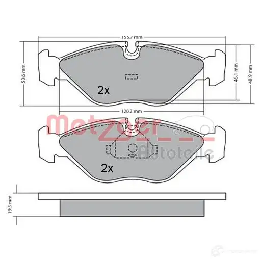 Тормозные колодки дисковые, комплект METZGER 1170293 21155 21 154 995564 - Изображение 1