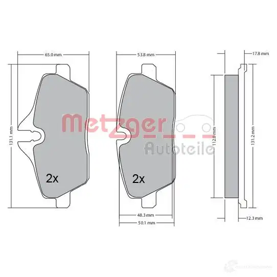 Тормозные колодки дисковые, комплект METZGER 1170055 995326 2391 5 23916 изображение 0