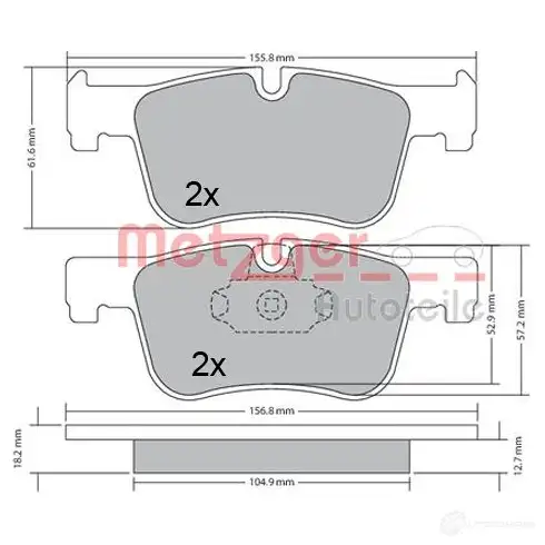 Тормозные колодки дисковые, комплект METZGER 1170369 995640 25 506 25507