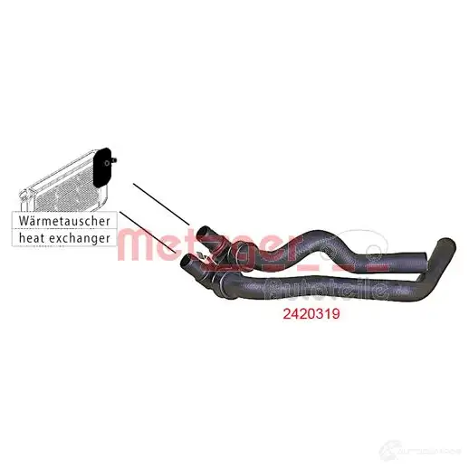 Шланг радиатора METZGER 4062101027115 S2 N41J3 2420319 1424793421 изображение 1