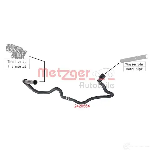 Шланг радиатора METZGER 2420564 1424793659 4062101018182 NH8K 5I - Изображение 1