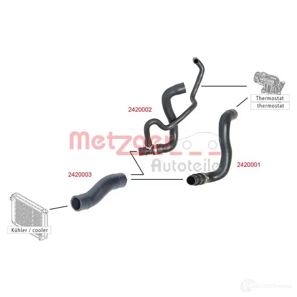 Шланг радиатора METZGER 1424793109 F4R0 LM1 2420001 4062101023421 изображение 0