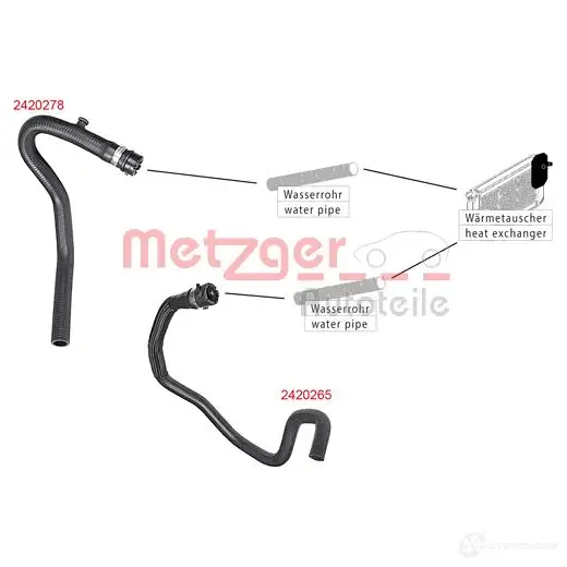 Шланг радиатора METZGER 4062101024275 EC EKW4 1424793380 2420278 - Изображение 1