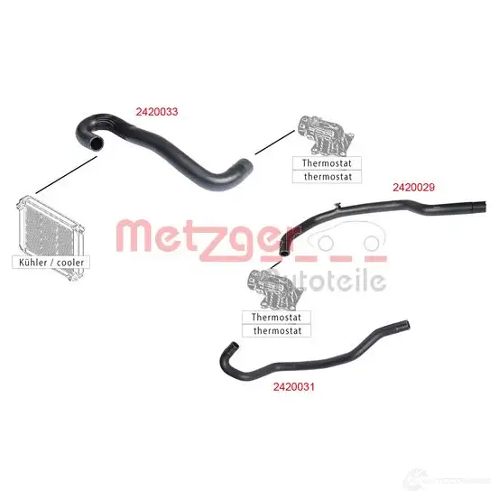 Шланг радиатора METZGER 1424793139 U9AWE H 4062101026354 2420031 - Изображение 1