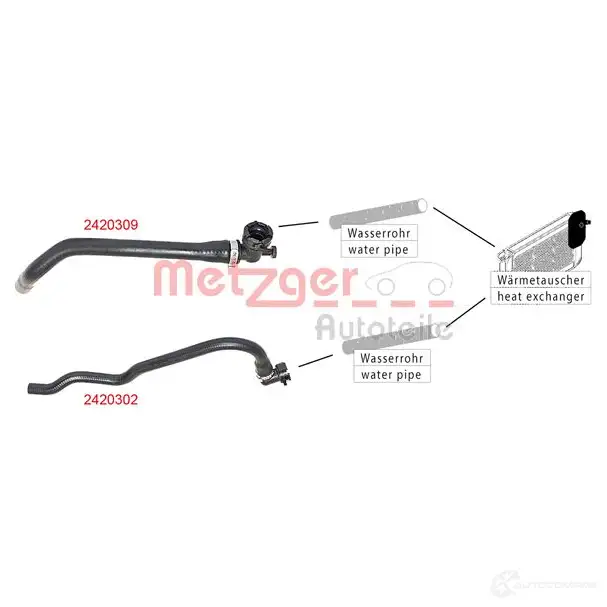 Шланг радиатора METZGER 2420309 1424793411 4062101025869 DMC0H LR - Изображение 1