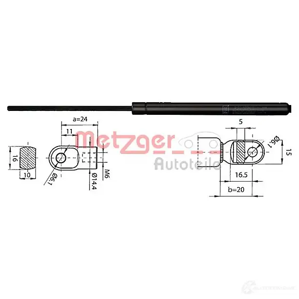 Амортизатор багажника METZGER 999749 BL6 TCX 2110390 4250032472153