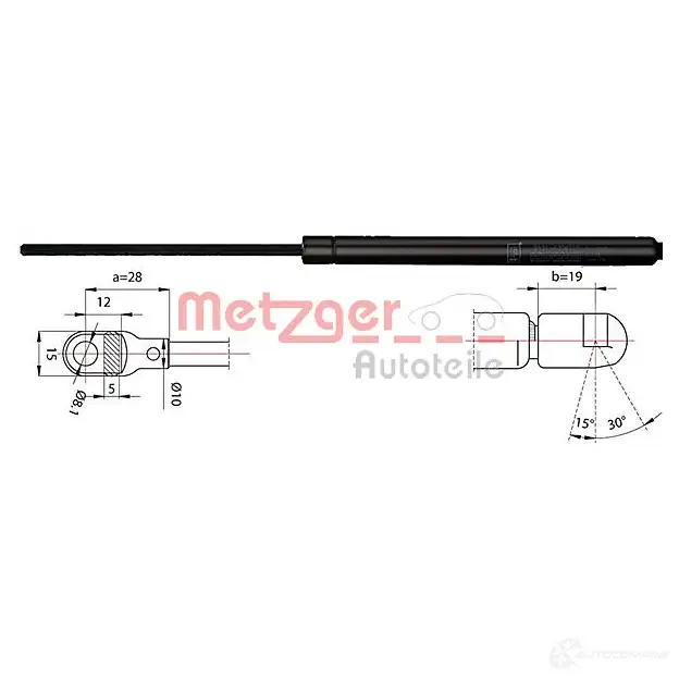 Амортизатор багажника METZGER 999726 4250032471934 O190 MIF 2110367