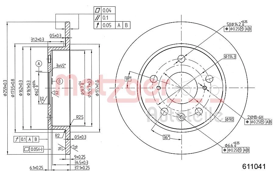 Тормозной диск METZGER A Z4PRZ 6111041 1440428363 - Изображение 1