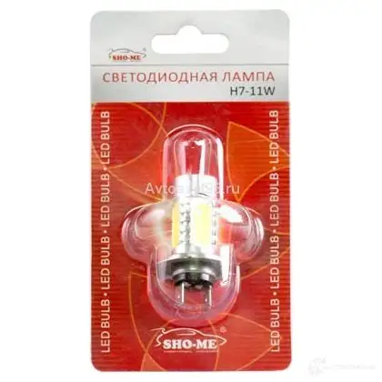 Лампа светодиодная H7 12 В 5000K SHO-ME D X0MJP H711WCREE 1439693155 изображение 0