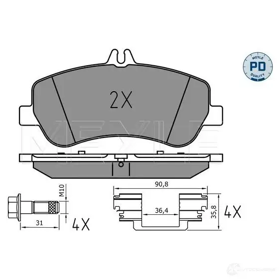 Тормозные колодки дисковые, комплект MEYLE J8 0QE3H 025 248 6720/PD 1437615301 - Изображение 1