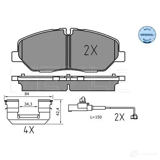 Тормозные колодки дисковые, комплект MEYLE 1437615331 025 224 2020/PD FQ1G 0IT - Изображение 1