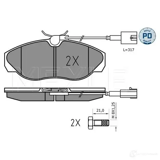 Тормозные колодки дисковые, комплект MEYLE 23 602 MBP1666PD 1407508 025 236 0219/PD - Изображение 1