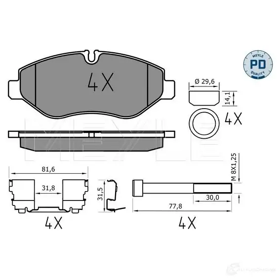 Тормозные колодки дисковые, комплект MEYLE 025 292 2920/PD 1408088 MBP0728PD 292 29 изображение 0