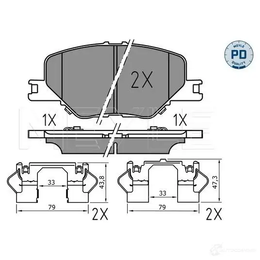 Тормозные колодки дисковые, комплект MEYLE 1437615626 A4R WU5 025 228 3819/PD - Изображение 1