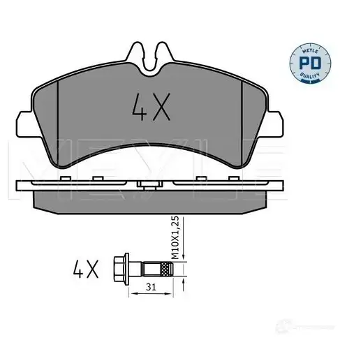 Тормозные колодки дисковые, комплект MEYLE MBP0727PD 1408086 292 17 025 292 1720/PD