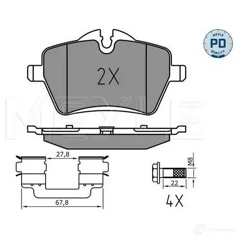 Тормозные колодки дисковые, комплект MEYLE 1X J26 1437616052 025 239 8418/PD - Изображение 1