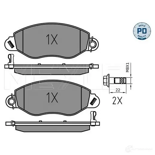 Тормозные колодки дисковые, комплект MEYLE MBP0792PD 1407429 234 34 025 234 3418/PD - Изображение 1