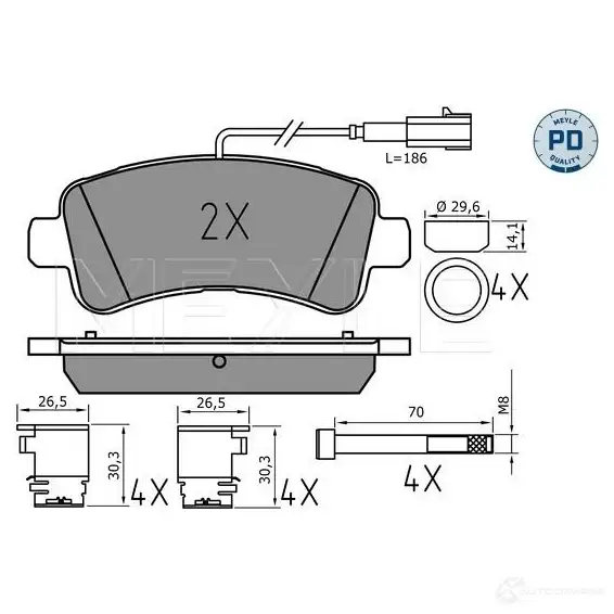 Тормозные колодки дисковые, комплект MEYLE WXPN N 1437616054 025 259 8721/PD - Изображение 1