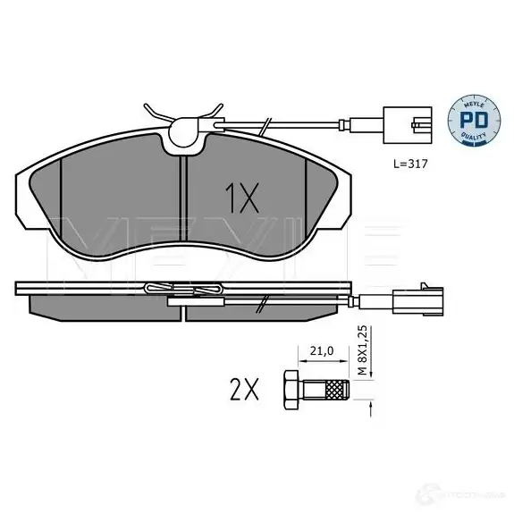 Тормозные колодки дисковые, комплект MEYLE MBP1667PD 2 3603 025 236 0319/PD 1407510 изображение 0