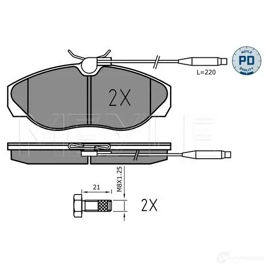 Тормозные колодки дисковые, комплект MEYLE 1407198 217 97 MBP1664PD 025 217 9719/PD изображение 0