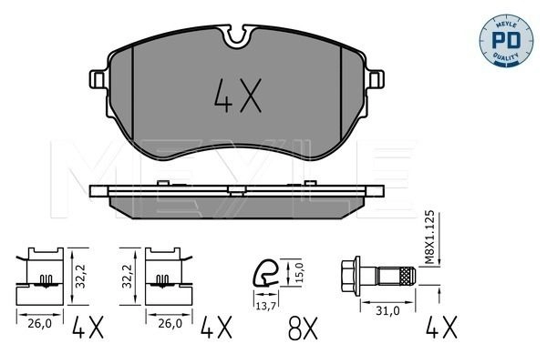 Тормозные колодки дисковые, комплект MEYLE 025 226 4420/PD 1439897370 8OJZ K