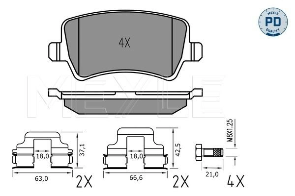 Тормозные колодки дисковые, комплект MEYLE 025 244 9617/PD 1439897384 JB UY8