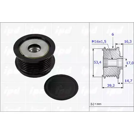 Обгонная муфта генератора IPD M8ZXAY 15-3814 XQ BHS 2144921 изображение 0