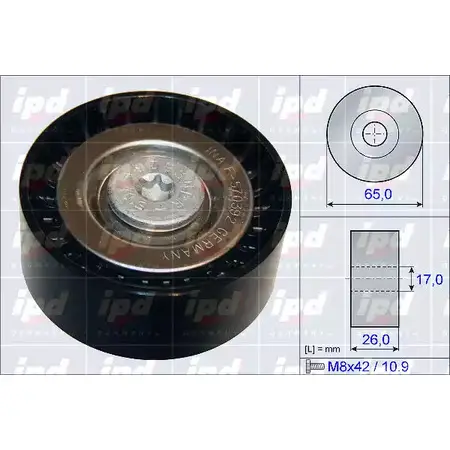 Обводной ролик приводного ремня IPD G14 E6 15-3870 2144973 RPZM1 изображение 0