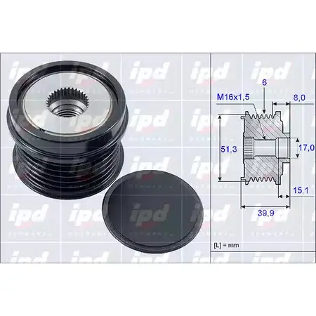 Обгонная муфта генератора IPD 2145009 9 NYF4 15-3907 55H4X8X